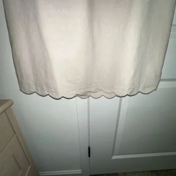 J.Crew Linen Scalloped Mini Dress Size 14 Beige Sleeveless Summer Shift Dress - Picture 8 of 9